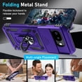 thumbnail image 5 of KOMI Case Compatible with Google Pixel 9A Built in Slide Camera Lens Cover+Screen Protector+Finger Ring Holder Kickstand,Heavy Duty Shockproof Full Body Protective Phone Cover, Purple, 5 of 5