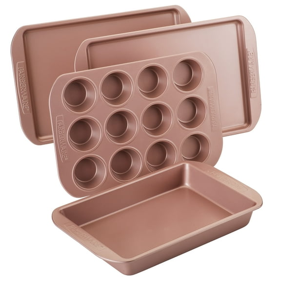 Farberware 4 Piece Nonstick Bakeware Set, Rose Gold