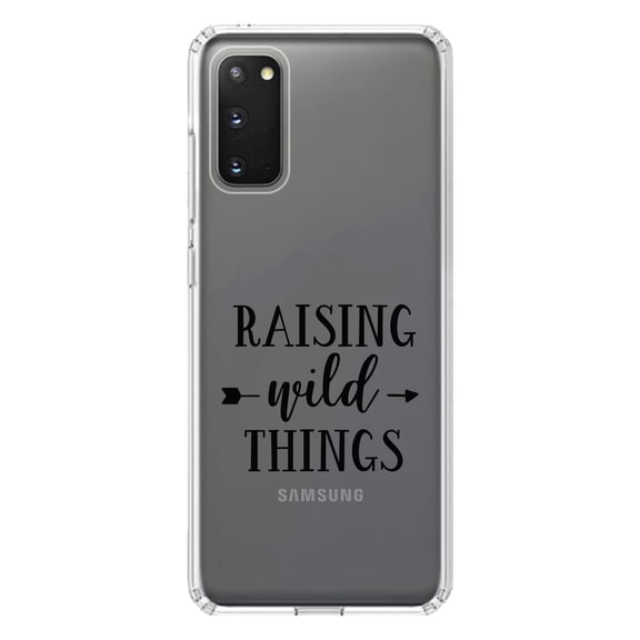 DistinctInk Clear Shockproof Hybrid Case for Galaxy S20 / S20 5G (6.2" Screen) - TPU Bumper Acrylic Back Tempered Glass Screen Protector - Raising Wild Things - Mom