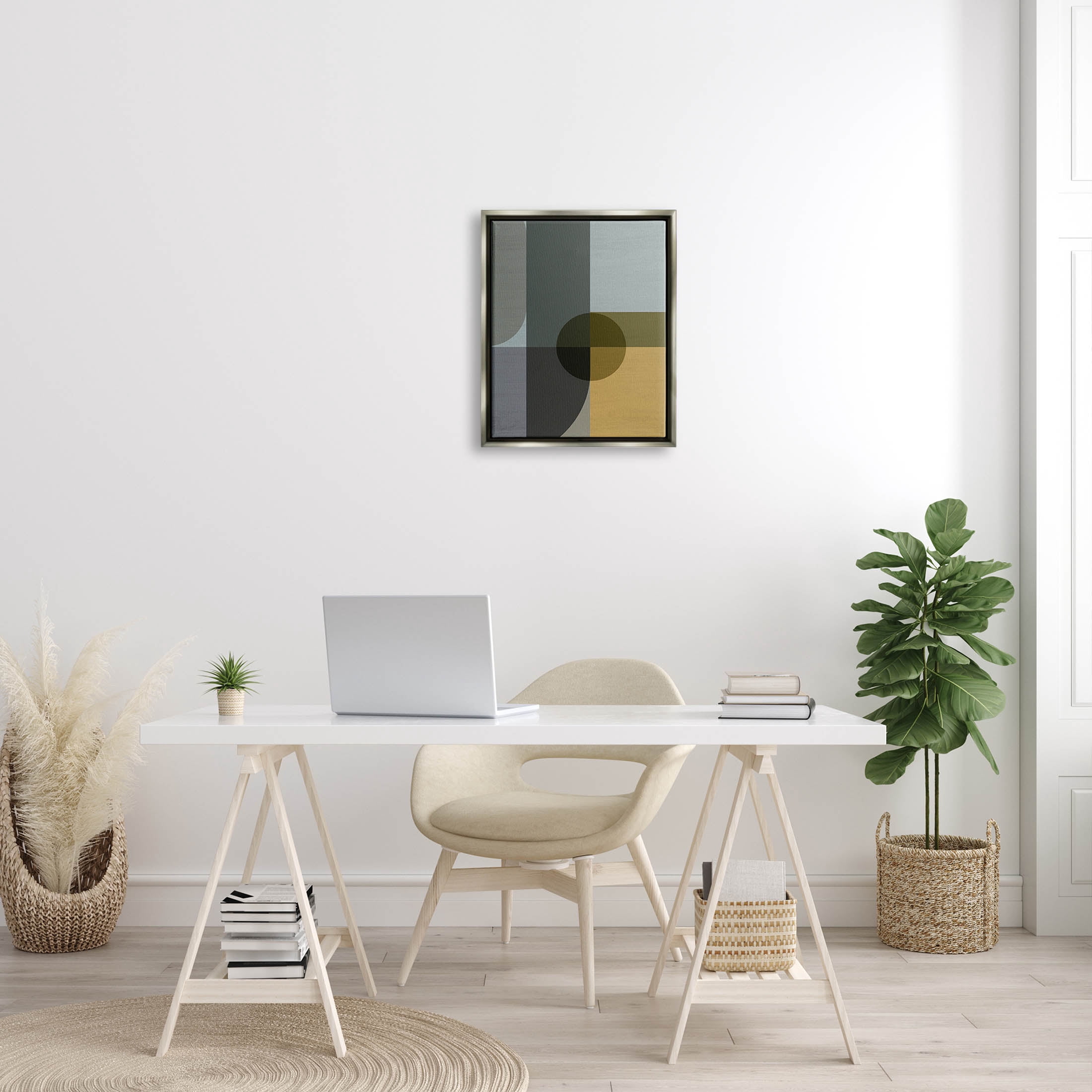 Geometric Arched Contemporary Shapes Abstract Graphic Art Luster Gray Framed Art Print Wall Art