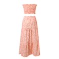 thumbnail image 3 of WILLBEST Drop Waist Dress Women Women's Two Piece Pattern Print Outfits Off Shoulder Ruched Bandeau Tube Tops Long Flowy A Line Skirt Boho Set, 3 of 8