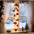 thumbnail image 5 of 47"Glowing Christmas Door Hanger, Lighted Christmas Door Hanger, Rustic Quilted Fabric Wreath, Merrycascade Light-Up Christmas Decoration, 7 Festive Light Designs, Vertical Display (Snowman-A), 5 of 7