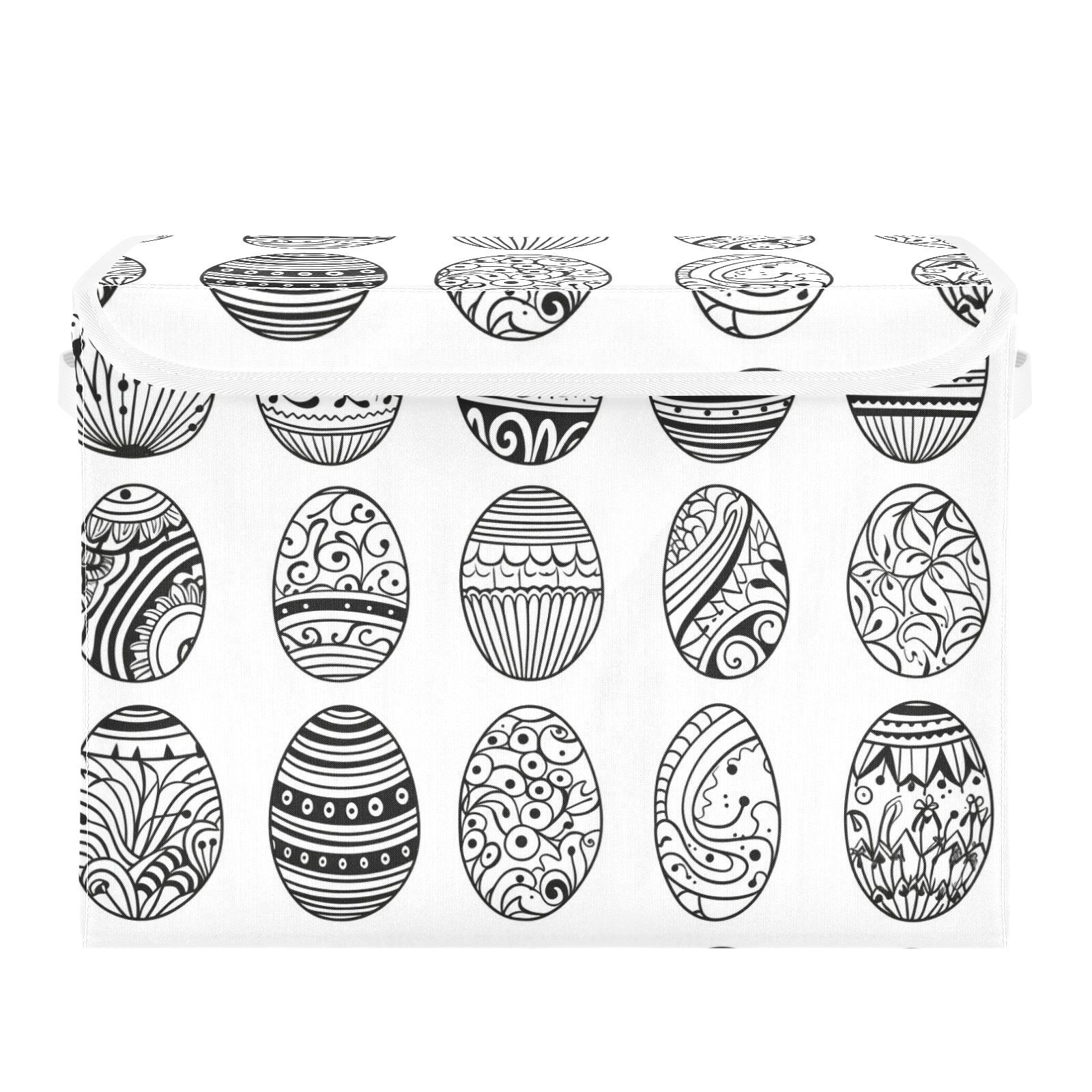 Line Easter Eggs Storage Basket Foldable Laundry Basket Shelf Kids Toy Storage Container Organizer with Handles