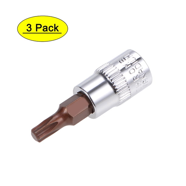 Uxcell Bit Sockets S2 Steel 1/4-inch Drive 1.5-inch Length 58-62 HRC Tonal de Bronce, Tonal Plateado 3pcs