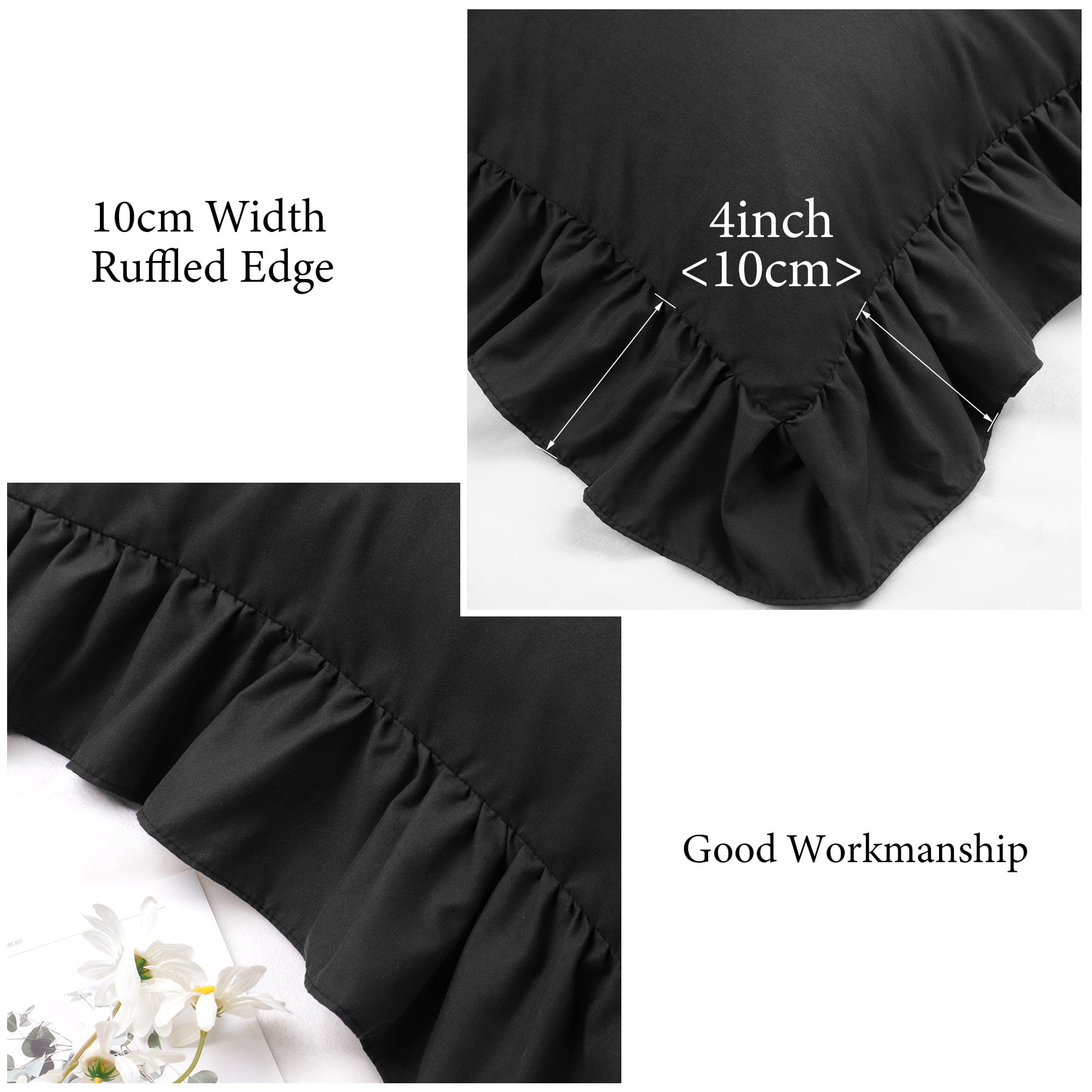 Unique Bargains Microfiber Ruffle Envelope Closure Body Pillowcases Black 20"x54"