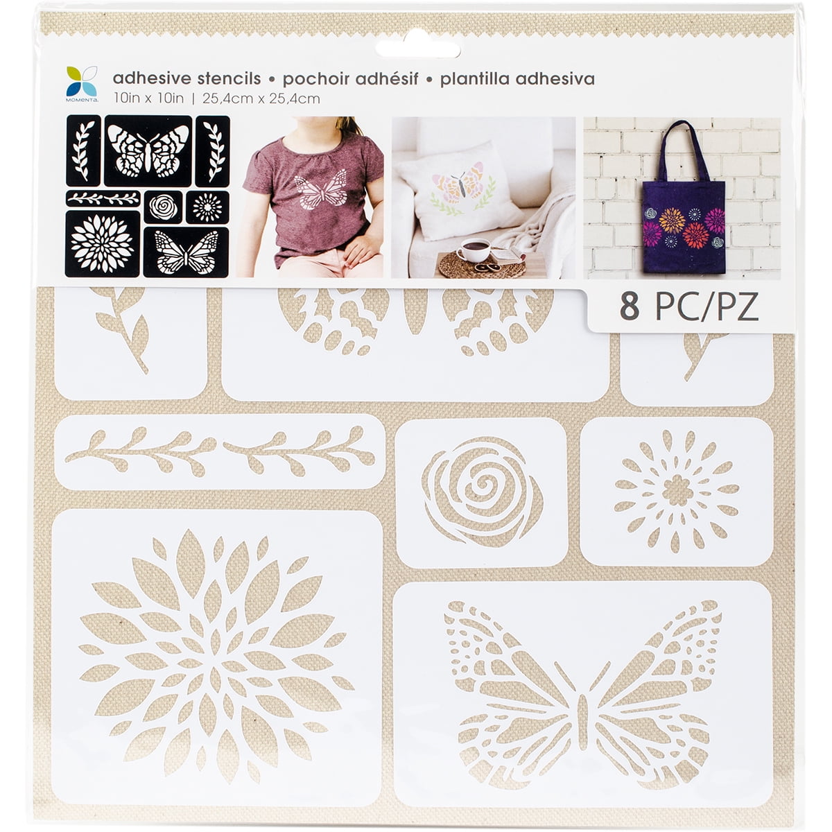 Momenta Adhesive Stencils 10"X10"Butterflies & Flowers