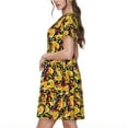 thumbnail image 2 of Goofa Cartoon Ducks Pattern Women Summer Short Sleeve Midi Dress with Pockets Casual Aline Flowy Tshirt Dress Vocation Beach Sundress, 2 of 6