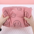 thumbnail image 3 of Bolsa de cosméticos Bolsa de maquillaje de emoticonos de doble cara de pana (azul claro rosa claro) Tmvgtek Cuidado Belleza, 3 of 4