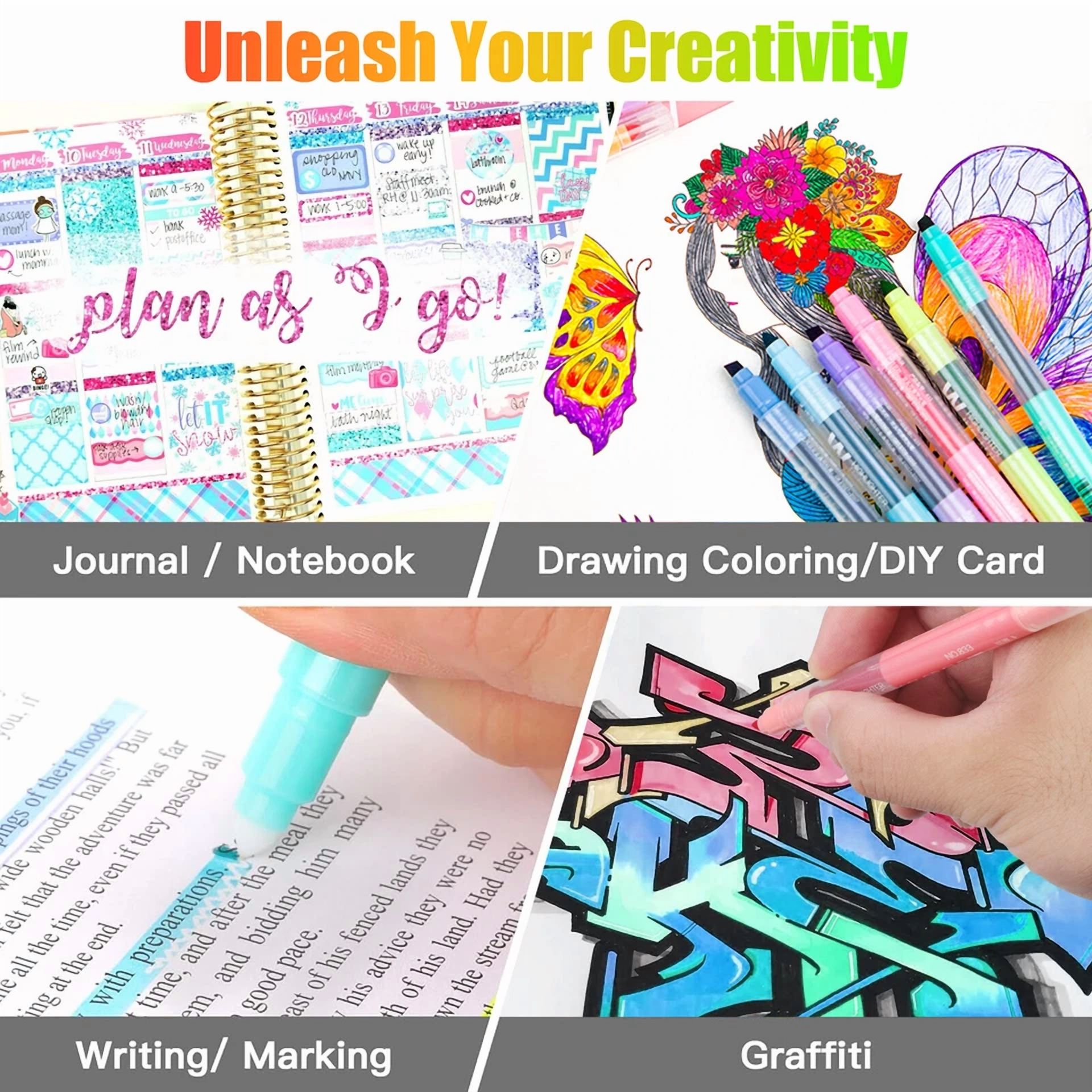 CRESTIN- 10Pcs Erasable Highlighters Multifunction Fluorescent Marker Pen For Whiteboard