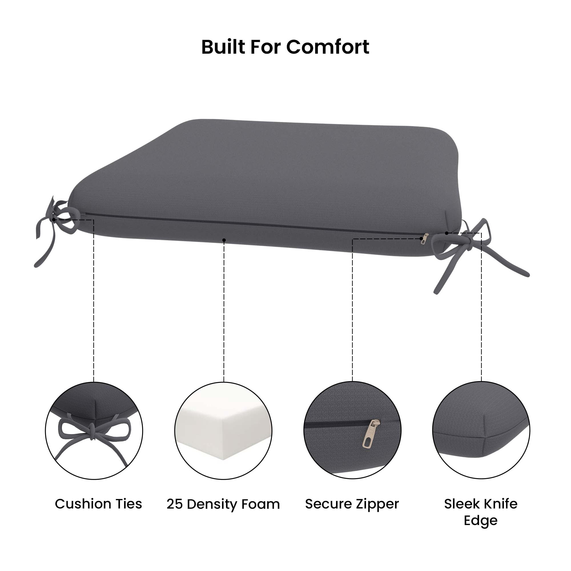 Covers & all CoverRite Square Dining Chair Cushions 3" Foam Tear and UV Resistant Outdoor chairs