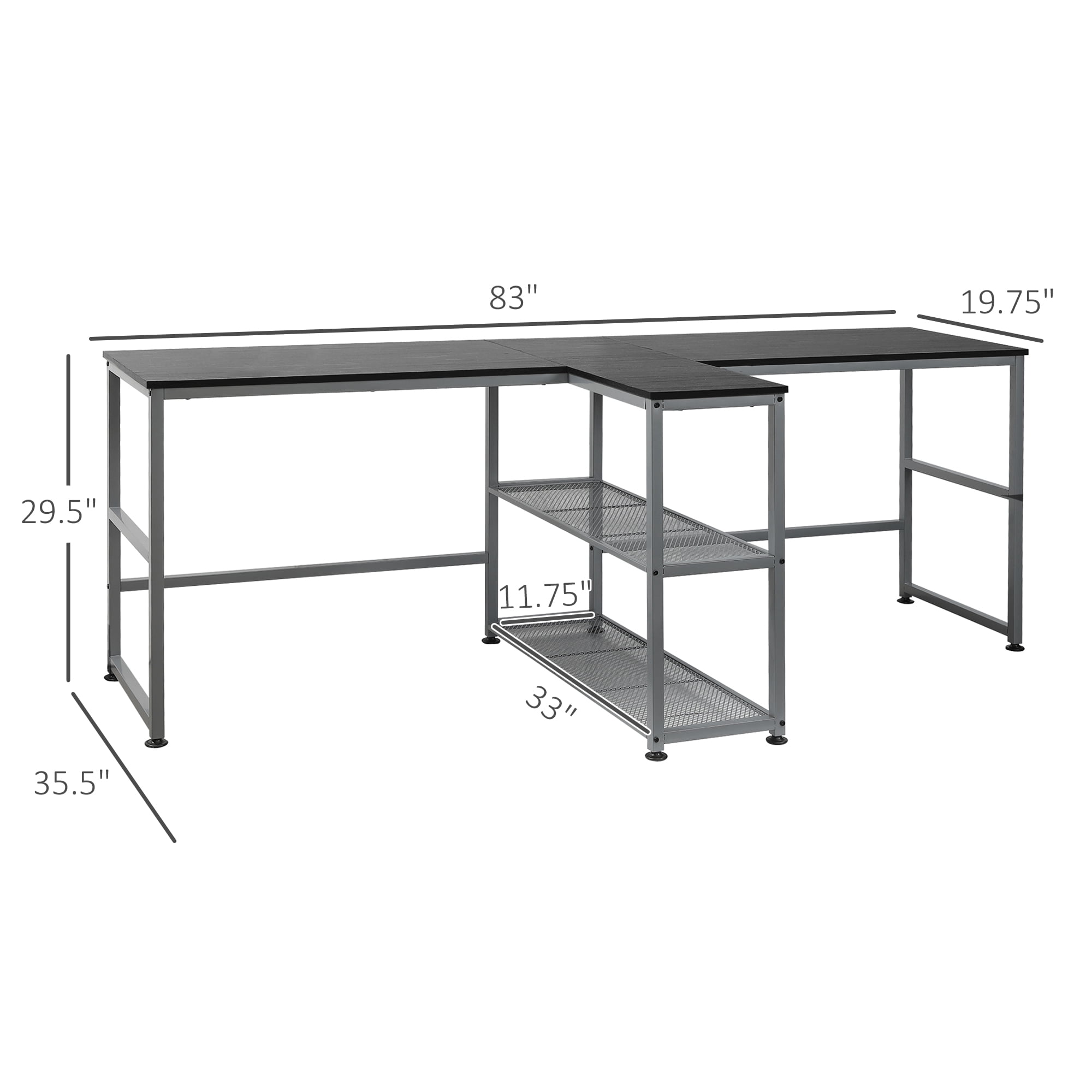 83 inch l shaped desk