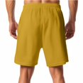 thumbnail image 4 of Mens Corduroy Shorts Casual Elastic Waist Drawstring 2026 Summer Beach Lounge Short Yellow 2XL, 4 of 5