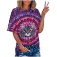 thumbnail image 5 of Camiseta Impresa Casual de Cuello Tripulado de Manga Corta de las Mujeres, Blusa Ligera de Mezcla de Poliéster para el Uso Diario, 5 of 5