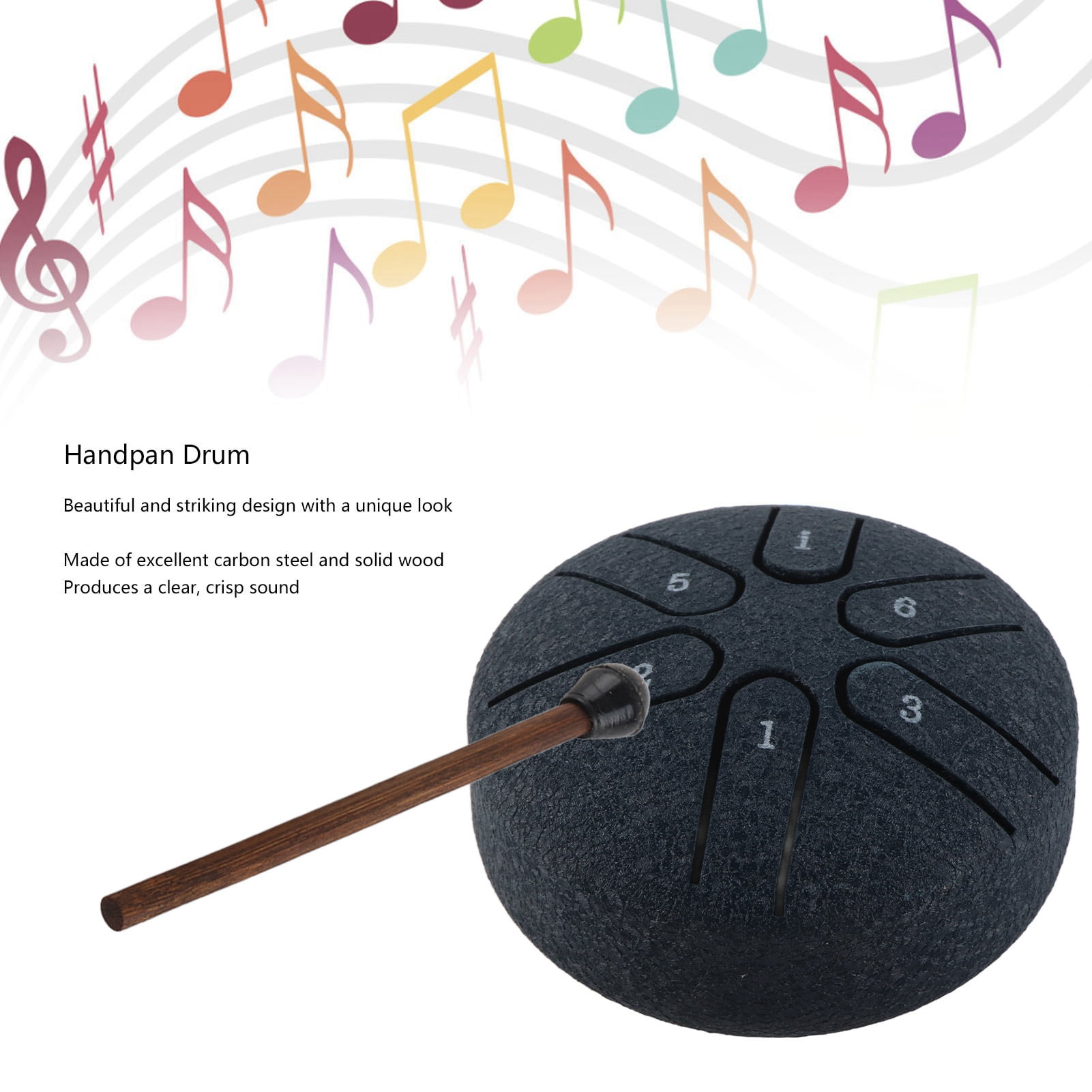 Mini Handpan Drum, 6 Note Percussion Instrument w/Stick, Soothing  Relaxing Sounds