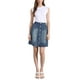 thumbnail image 2 of Faldas de mezclilla A-Line de mujer INSPIRE CHIC, cintura alta, con botones, falda de jean casual, azul retro S, 2 of 6