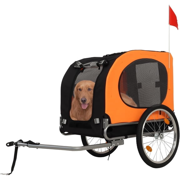 Foldable Dog Bike Trailer for Small and Medium Pets - Universals Coupler Quick-Release Wheels
