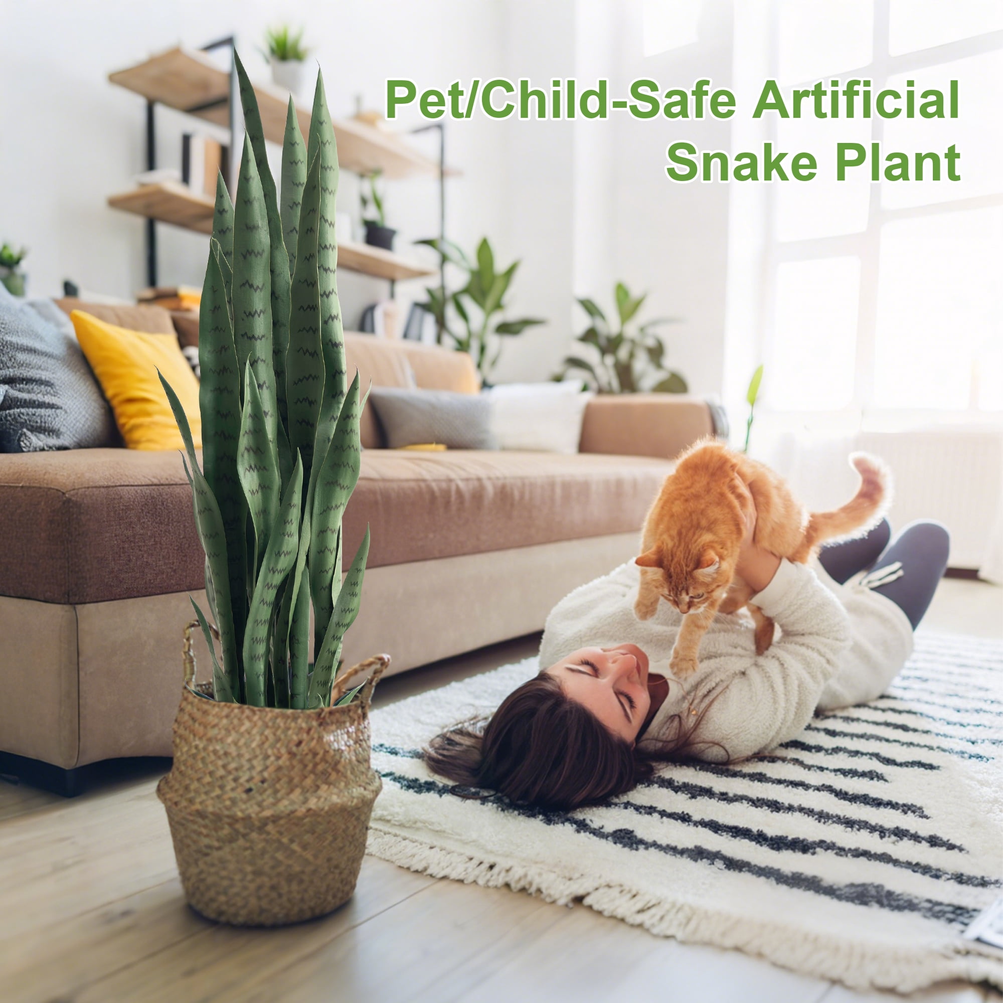 OLIVIVI Faux Snake Plants 3FT Tall Artificial Silk Agave Plant for Home Office Decor Indoor Outdoor Fake Lifelike Potted Plant with Wood Branches 2 pack