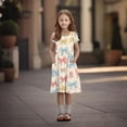 thumbnail image 4 of Robe à Manches Courtes pour Filles avec Imprimé Tissu Doux Col Rond Coupe Décontractée avec Poches Latérales pour Enfants Usage Quotidien, 4 of 4