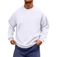 thumbnail image 2 of Delconic Mens Crewneck Long Sleeve Sweatshirt Pullover Casual Loose Fit Fleece Sweatshirt Ribbed Cuffs and Hem Basic Style White 3XL, 2 of 6