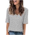 thumbnail image 1 of Camisetas Casuales de las Mujeres Impresas Manga Corta Cuello en V, Camiseta Ligera para Diario, Fiesta Y Primavera Verano, 1 of 4