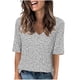 thumbnail image 2 of Fiudx Camisas para Mujer Camiseta de Manga Corta con Cuello En V Estampada Informal a La Moda para Mujer, 2 of 4
