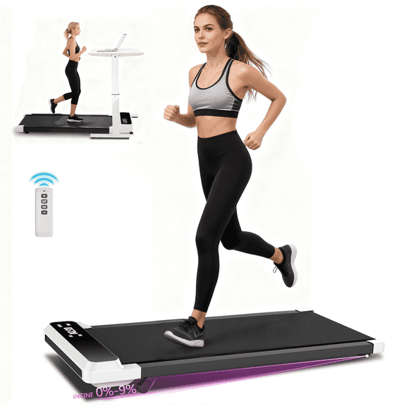 Walking Pad 2 in 1 for Walking and Jogging, Under Desk Treadmill for Home Office with Remote Control, Portable Walking Pad Treadmill Under Desk, Desk Treadmill in LED Display,Black