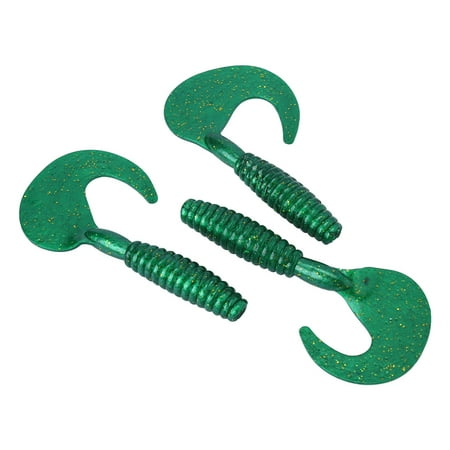 3-Pack Saltwater Soft Fishing Lures for Bass Premium Bait Tackle Green Silicone Maggot Grubs