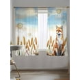 thumbnail image 4 of Sheer Curtains 63 inches Long 2 Panels Set Wheat Ear Fox Fall Thanksgiving Daisy Sky Animal Tiers Sheers Rod Pocket Small Window Short Curtains for Kitchen Cafe, Each 52" W x 63" L, 4 of 7