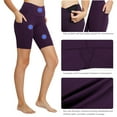 thumbnail image 4 of BALEAF Biker Shorts Women Yoga Gym Workout Spandex Athletic Running Volleyball Tummy Control Compression with Pockets 8" Purple XXL, 4 of 5
