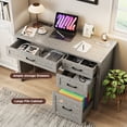 thumbnail image 2 of Conate 47" Executive Desk with File Cabinet & Drawers - Home Office Computer Desk with Charging Station, Farmhouse Workstation Table for Study,Gray, 2 of 9