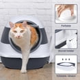thumbnail image 3 of TOPMART Hooded Litter Box,Large Enclosed Cat Litter Box with Lid for Cats,Gray , 3 of 7