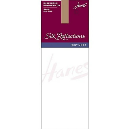 - Silk Reflections Knee Highs, Reinforced Toe 6-Pack