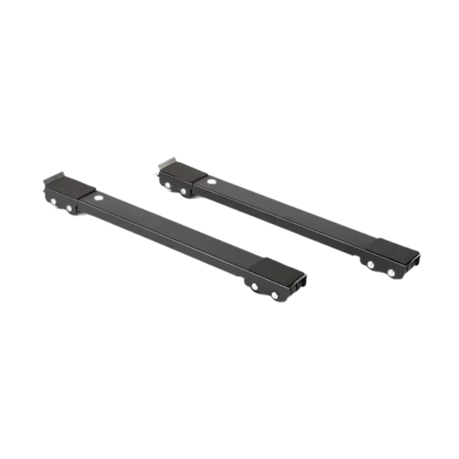 Fiocias 1 Pair Furniture Mobile Base Extendable Roller Stand Appliance Wheels with Brake Black