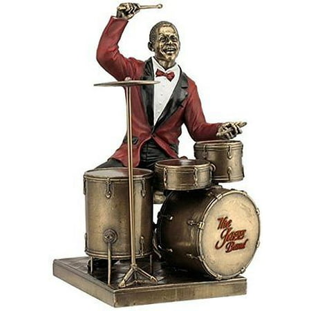 DRUM PLAYER Bronze Statuette JAZZ BAND Collection, 10.75