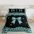 thumbnail image 2 of Castle Fairy Child Teens Adults Cheetah Print Bow Knot 3 Pieces Queen Comforter Set,Old Fashion Leopard Print Ultra Soft Bedding Sets,Black Blue Bedding Comforter Set Breathable, 2 of 8