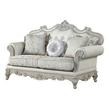 Galaxy Home Furnishings Tuscan Traditional Wood Loveseat in Silver