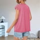 thumbnail image 3 of Blusas de Encaje para Mujer, Camisas Plisadas de Corta, Rosa Oscuro, Talla S, 3 of 5