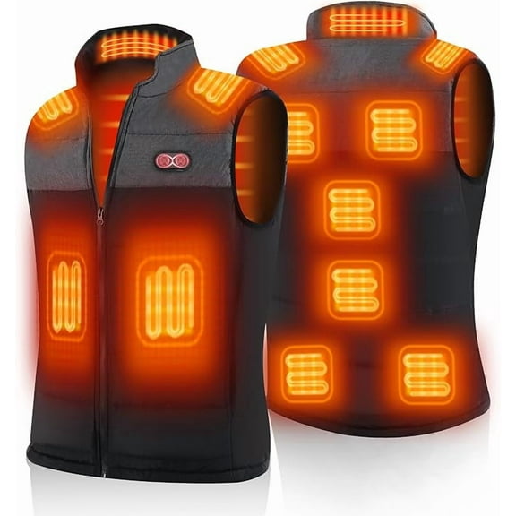 Heated Vest For Men Women, Mens Dual Switch Heated Vest With Collar Heating-11 Heating Zone(Battery Not Included)