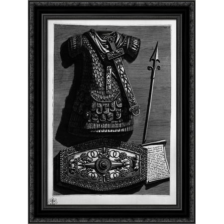 Arch of Gallienus and the facade of the Church of St. Vito 20x24 Black Ornate Wood Framed Canvas Art by Piranesi, Giovanni Battista