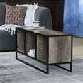 thumbnail image 3 of Household Essentials Jamestown TV Stand Coffee Table with Square Cube Storage Compartments Ashwood Rustic Wood Grain and Black Metal, 3 of 13