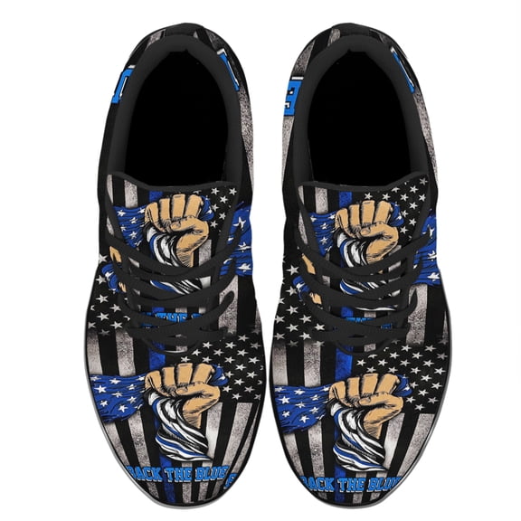 Back The Blue Police Shoes Women's Fashion Sneakers Tennis Running Shoes for Men Women Black Size 3.5