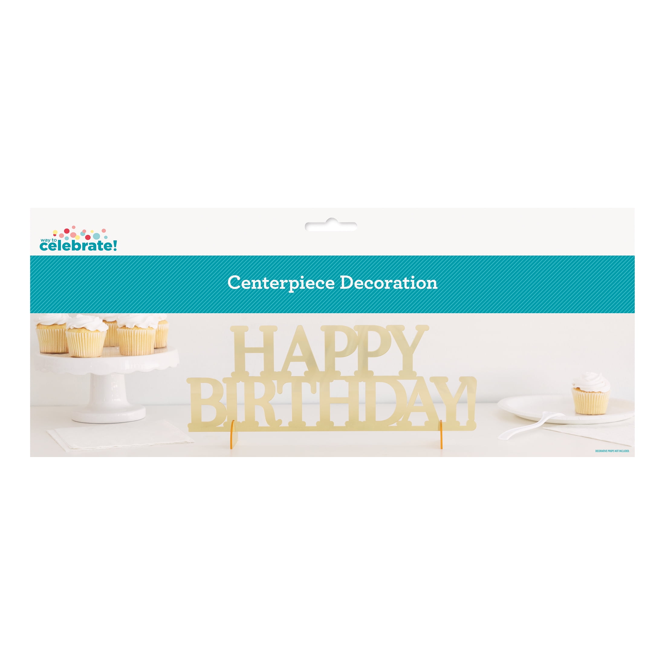 Gold Acrylic Happy Birthday Table Centerpiece, 5.5" x 14.88", by Way To Celebrate