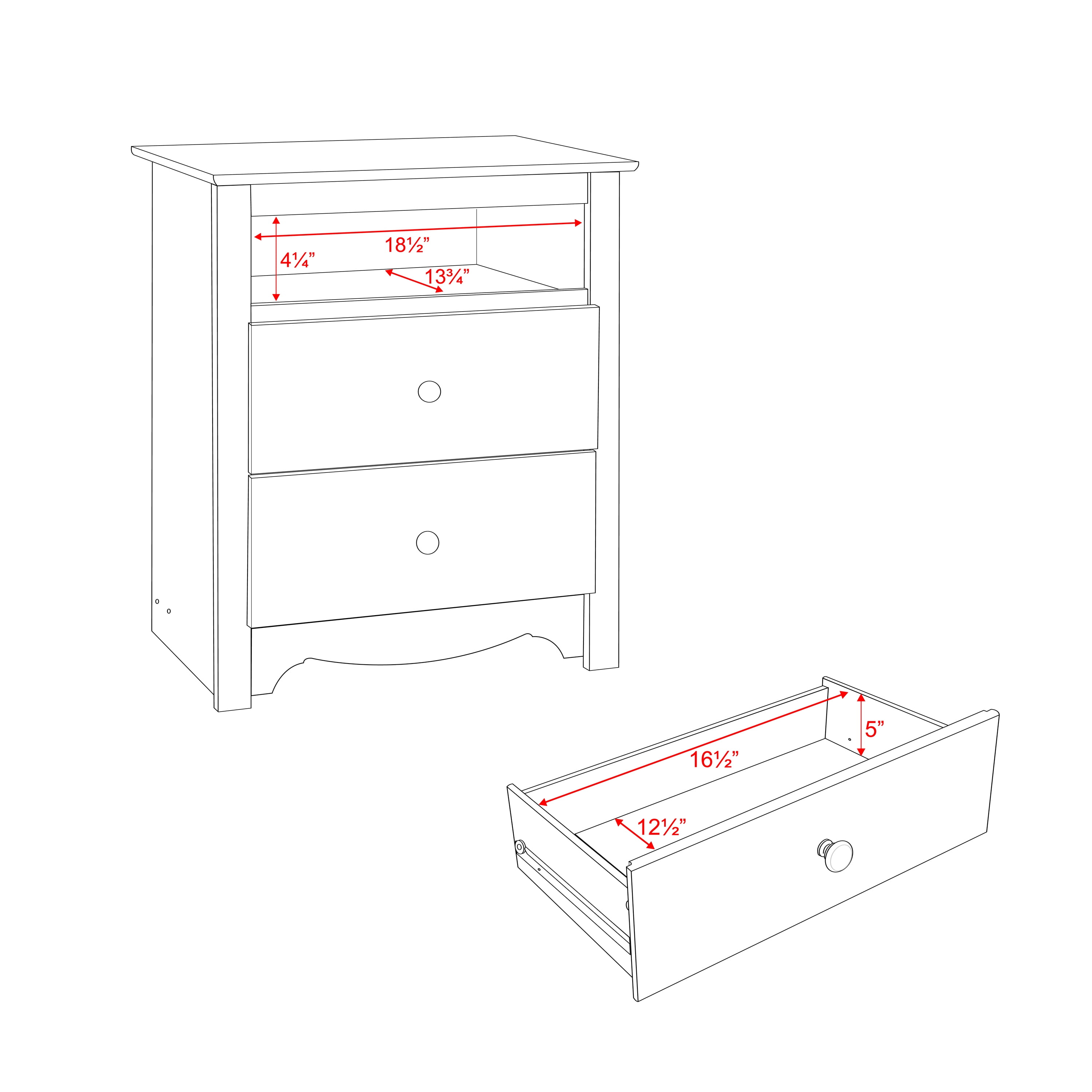 Prepac Monterey Tall 2 Drawer Nightstand With Open Shelf White Walmart Com Walmart Com
