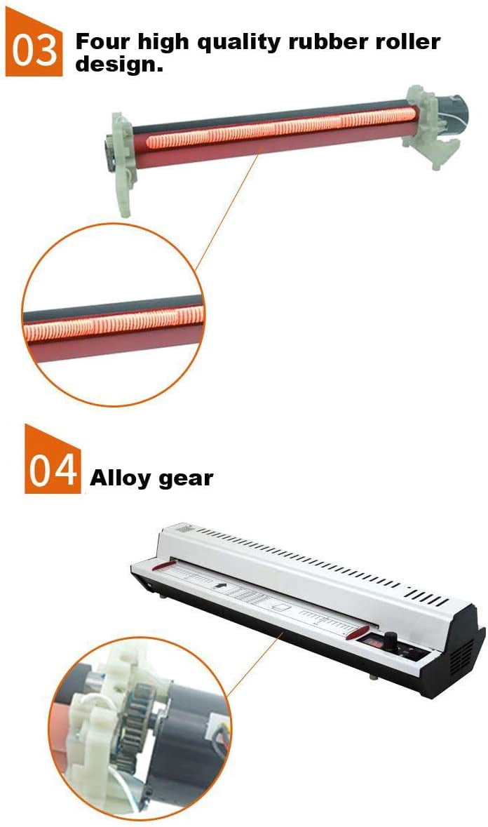 INTSUPERMAI Electric A3 Thermal Hot Laminator 12.5inch 4 Rubber Roller for Sealing Photos