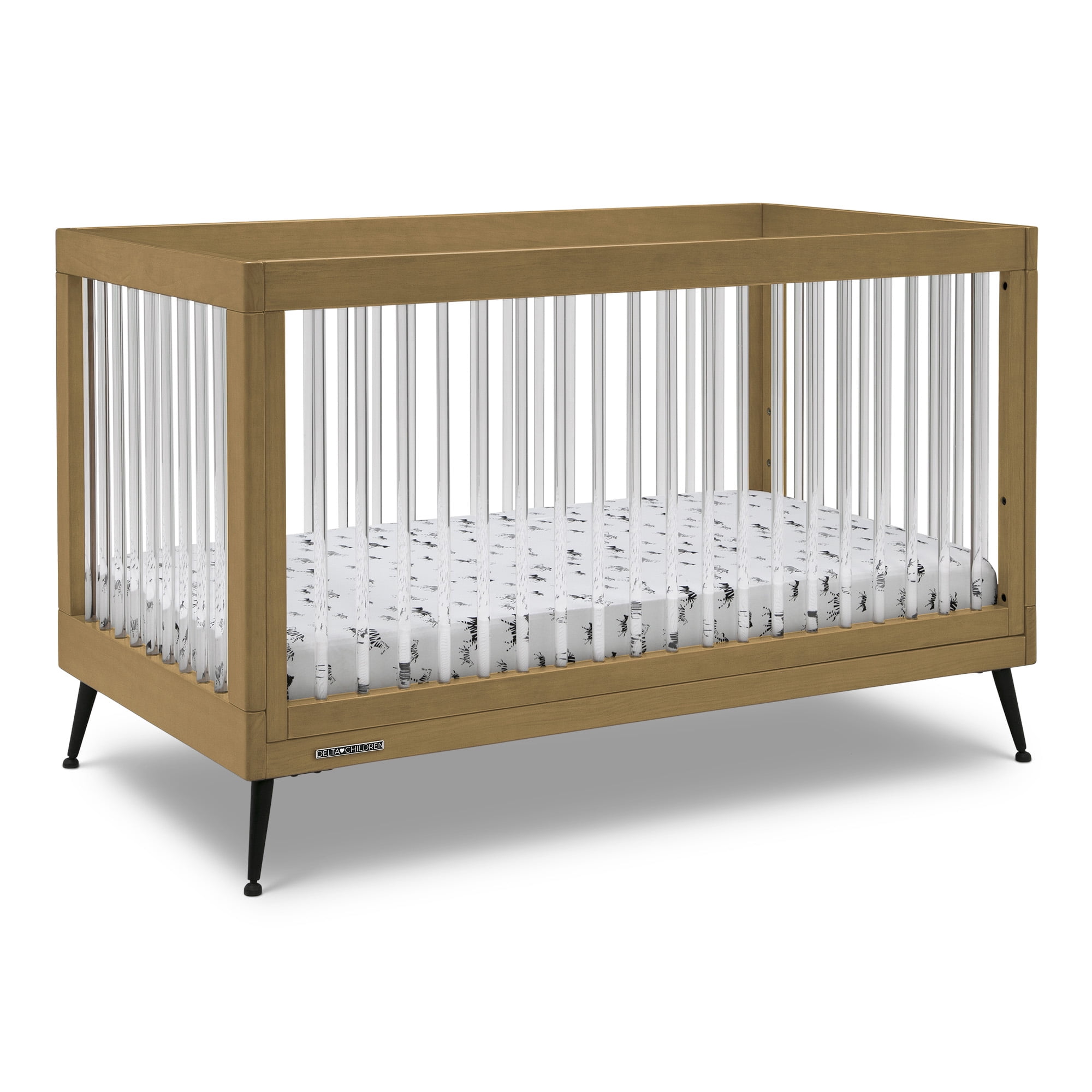 Delta Children Sloane 4-in-1 Acrylic Convertible Crib - Greenguard Gold Certified, Acorn/Matte Black