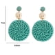 thumbnail image 2 of Pendientes redondos de rafia Boho para mujer, pendientes colgantes redondos de rafia individuales - joyería de resort de playa de verano, 2 of 5