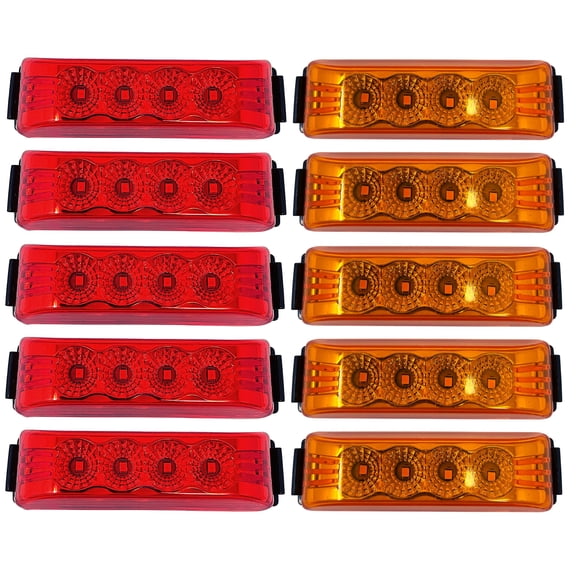 [4''x1'' [5x Red   5x Amber] Thin line Led Side Marker and Clearance Lights 4