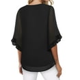 thumbnail image 3 of Weardear Women's 3/4 Ruffle Sleeve Blouse Round neck Tops Double Layers Flowy Shirts Elegant Chiffon Blouses, 3 of 5