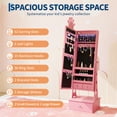thumbnail image 3 of Garvee Kids Jewelry Armoire Cabinet with Full-Length Mirror & LED Lights, Gilrs Standing Jewelry Organizer, Pink, 3 of 7