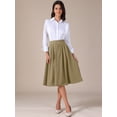 thumbnail image 2 of DARING DIVA Women's Flowy A-Line Business Work Skirt with Pockets Small Khaki, 2 of 6